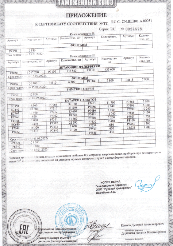 Сертификат соответствия № 0324578  - Кумыш | kumysh.salutsklad.ru 